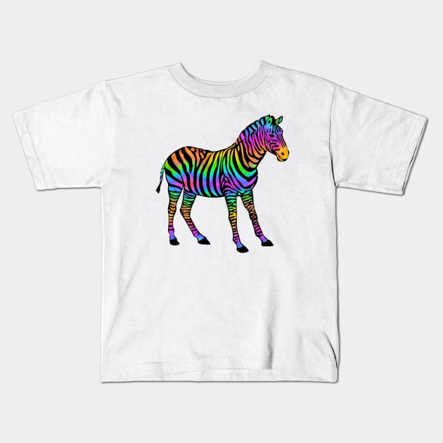 Colorful Zebra Kids T-Shirt by Amanda1775